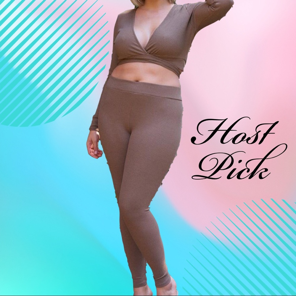 Mocha Plunge Neck Self-tie Set